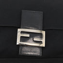 FENDI Mamma Baguette Shoulder Bag Nylon Black Silver Auth YKZ900-18