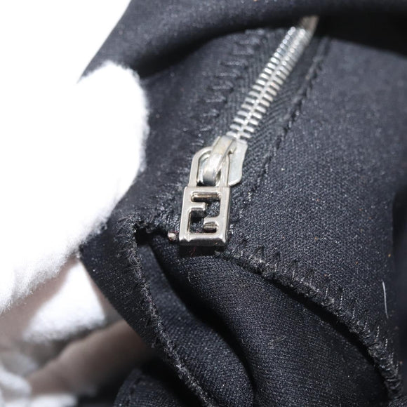 FENDI Mamma Baguette Shoulder Bag Nylon Black Silver Auth YKZ900
