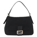FENDI Mamma Baguette Shoulder Bag Nylon Black Silver Auth YKZ900-13