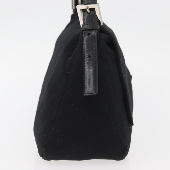 FENDI Mamma Baguette Shoulder Bag Nylon Black Silver Auth YKZ900