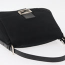 FENDI Mamma Baguette Shoulder Bag Nylon Black Silver Auth YKZ900-6