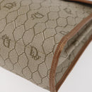 Christian Dior Honeycomb Canvas Hand Bag PVC Beige Gold Auth YKZ902-14