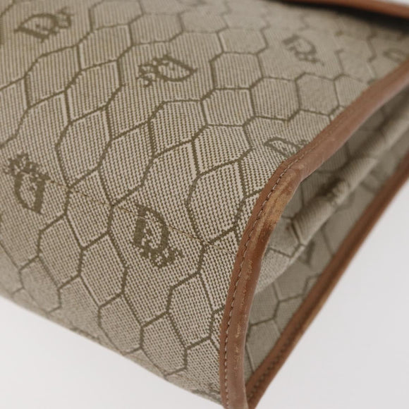 Christian Dior Honeycomb Canvas Hand Bag PVC Beige Gold Auth YKZ902