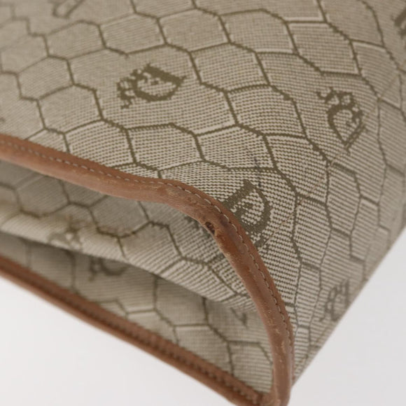 Christian Dior Honeycomb Canvas Hand Bag PVC Beige Gold Auth YKZ902