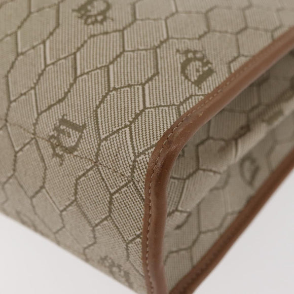 Christian Dior Honeycomb Canvas Hand Bag PVC Beige Gold Auth YKZ902