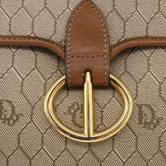 Christian Dior Honeycomb Canvas Hand Bag PVC Beige Gold Auth YKZ902