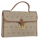 Christian Dior Honeycomb Canvas Hand Bag PVC Beige Gold Auth YKZ902-1