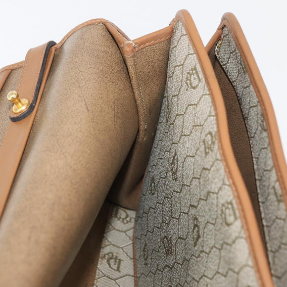 Christian Dior Honeycomb Canvas Hand Bag PVC Beige Gold Auth YKZ902