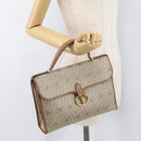 Christian Dior Honeycomb Canvas Hand Bag PVC Beige Gold Auth YKZ902-26