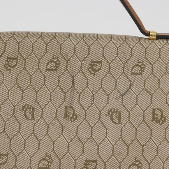 Christian Dior Honeycomb Canvas Hand Bag PVC Beige Gold Auth YKZ902