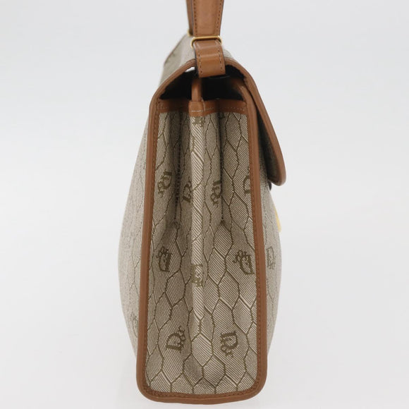 Christian Dior Honeycomb Canvas Hand Bag PVC Beige Gold Auth YKZ902
