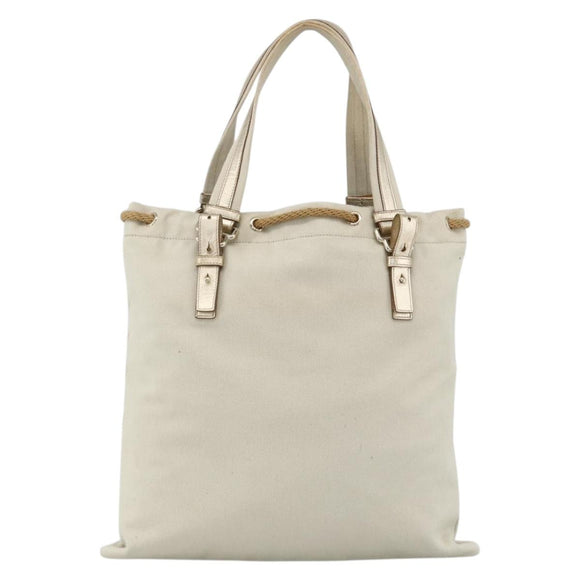 SAINT LAURENT Kahala Tote Bag Canvas Beige Gold 121631 Auth YKZ906A
