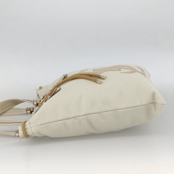 SAINT LAURENT Kahala Tote Bag Canvas Beige Gold 121631 Auth YKZ906A