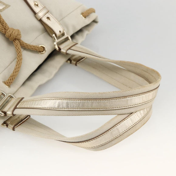 SAINT LAURENT Kahala Tote Bag Canvas Beige Gold 121631 Auth YKZ906A
