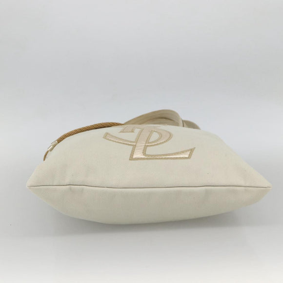 SAINT LAURENT Kahala Tote Bag Canvas Beige Gold 121631 Auth YKZ906A