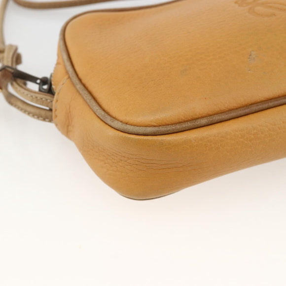 LOEWE Shoulder Bag Leather Beige Gold Auth YKZ909
