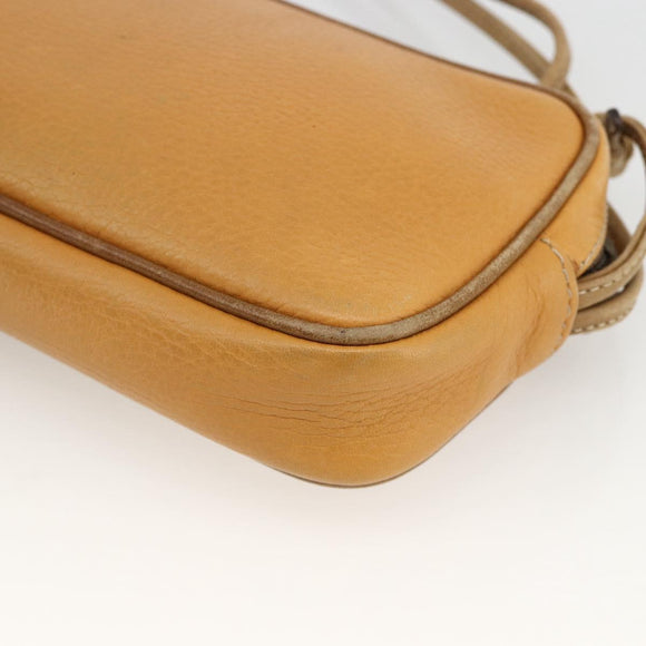 LOEWE Shoulder Bag Leather Beige Gold Auth YKZ909