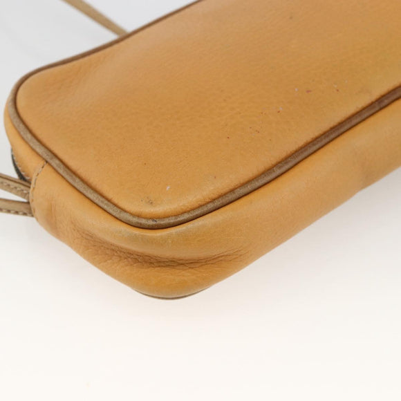 LOEWE Shoulder Bag Leather Beige Gold Auth YKZ909