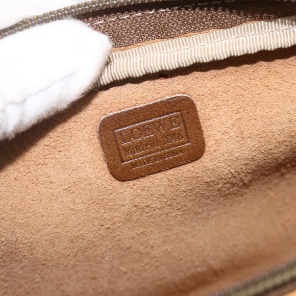 LOEWE Shoulder Bag Leather Beige Gold Auth YKZ909
