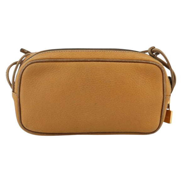 LOEWE Shoulder Bag Leather Beige Gold Auth YKZ909