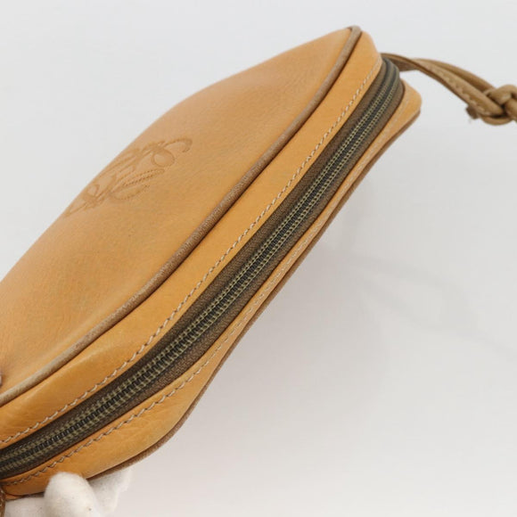 LOEWE Shoulder Bag Leather Beige Gold Auth YKZ909