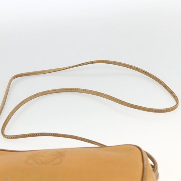 LOEWE Shoulder Bag Leather Beige Gold Auth YKZ909