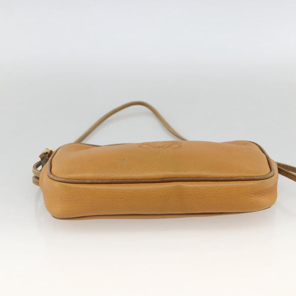LOEWE Shoulder Bag Leather Beige Gold Auth YKZ909