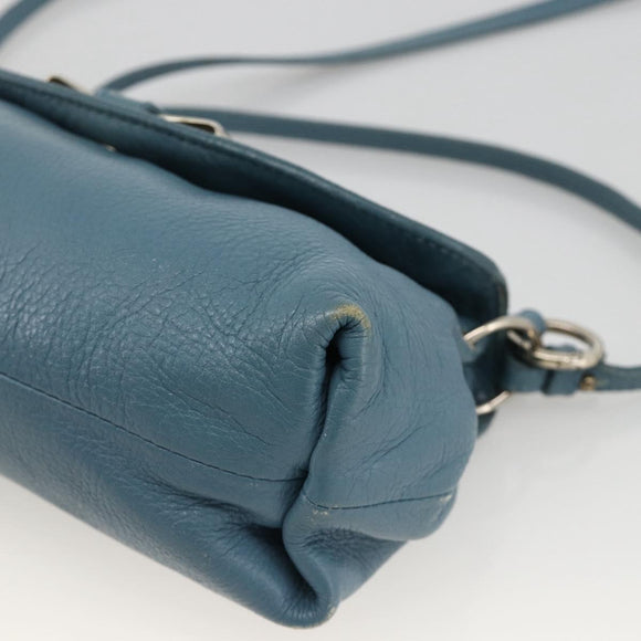 Chloe Lily Shoulder Bag Leather 2way Light Blue Silver Auth YKZ910A