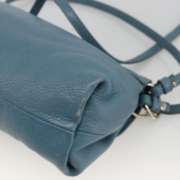 Chloe Lily Shoulder Bag Leather 2way Light Blue Silver Auth YKZ910A