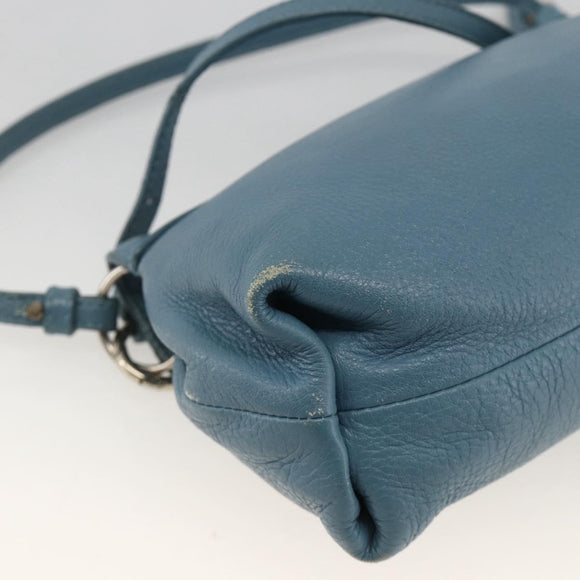 Chloe Lily Shoulder Bag Leather 2way Light Blue Silver Auth YKZ910A