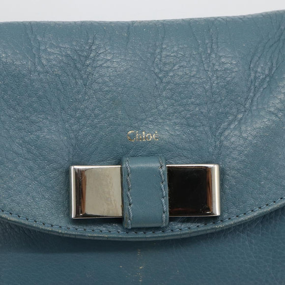 Chloe Lily Shoulder Bag Leather 2way Light Blue Silver Auth YKZ910A