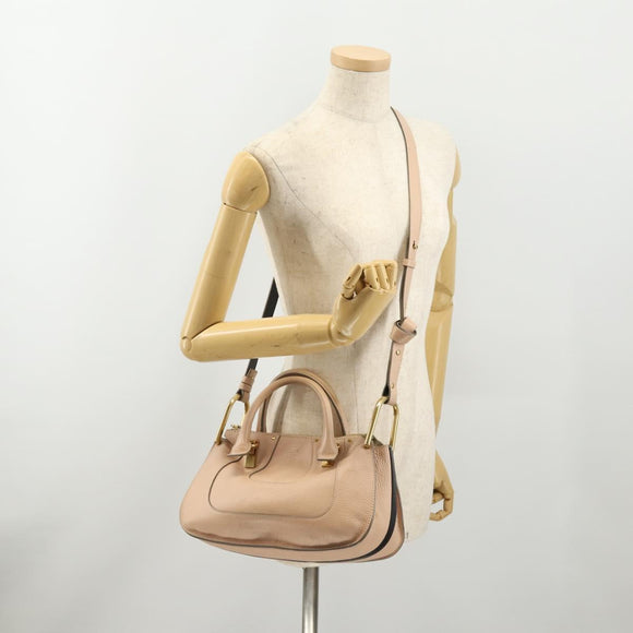 Chloe Hailey Hand Bag Leather 2way Pink Gold 02165665 Auth YKZ911A