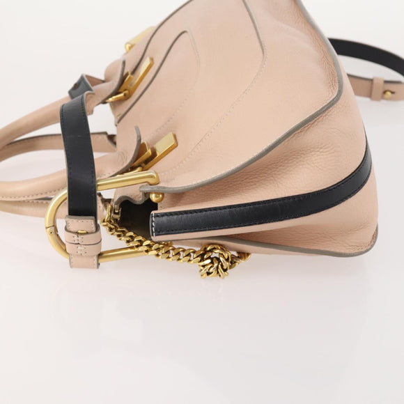 Chloe Hailey Hand Bag Leather 2way Pink Gold 02165665 Auth YKZ911A