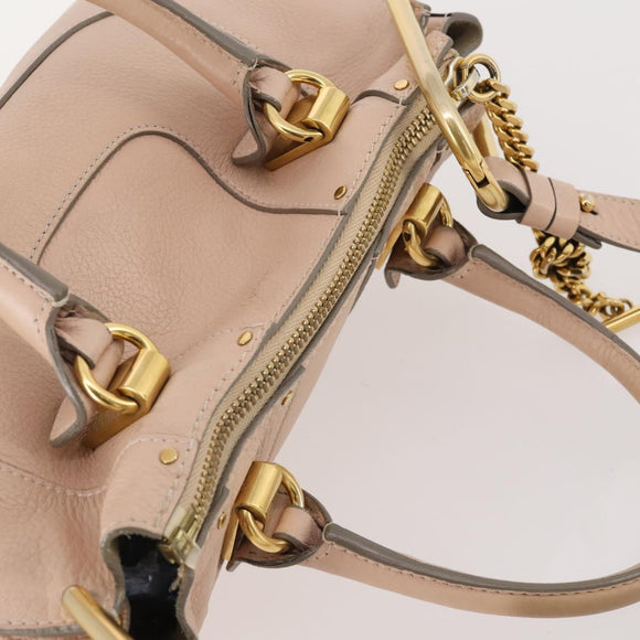 Chloe Hailey Hand Bag Leather 2way Pink Gold 02165665 Auth YKZ911A