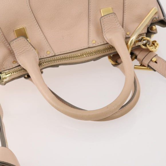 Chloe Hailey Hand Bag Leather 2way Pink Gold 02165665 Auth YKZ911A