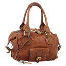Chloe Paddington Hand Bag Leather Brown Gold Silver Auth YKZ912A-1