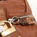 Chloe Paddington Hand Bag Leather Brown Gold Silver Auth YKZ912A-15