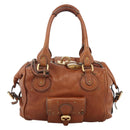 Chloe Paddington Hand Bag Leather Brown Gold Silver Auth YKZ912A-2