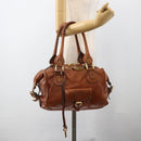 Chloe Paddington Hand Bag Leather Brown Gold Silver Auth YKZ912A-24