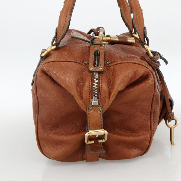 Chloe Paddington Hand Bag Leather Brown Gold Silver Auth YKZ912A
