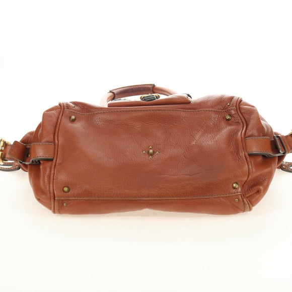 Chloe Paddington Hand Bag Leather Brown Gold Silver Auth YKZ912A