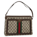 GUCCI GG Supreme Web Sherry Line Bag PVC Beige Gold 14 01 4085 Auth YKZ913-1