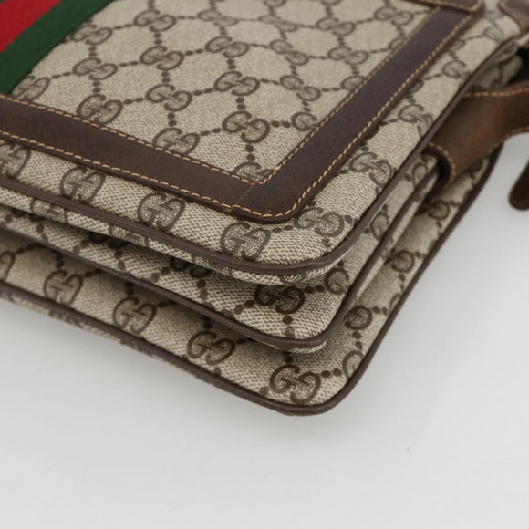 GUCCI GG Supreme Web Sherry Line Bag PVC Beige Gold 14 01 4085 Auth YKZ913