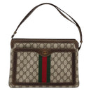 GUCCI GG Supreme Web Sherry Line Bag PVC Beige Gold 14 01 4085 Auth YKZ913-13
