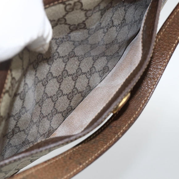 GUCCI GG Supreme Web Sherry Line Bag PVC Beige Gold 14 01 4085 Auth YKZ913
