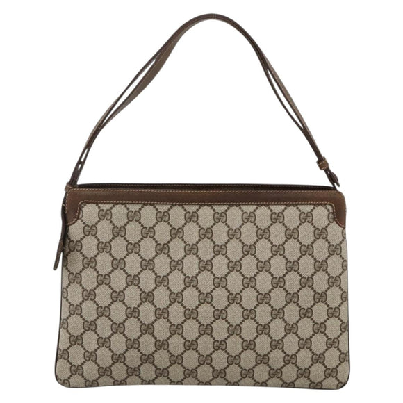 GUCCI GG Supreme Web Sherry Line Bag PVC Beige Gold 14 01 4085 Auth YKZ913