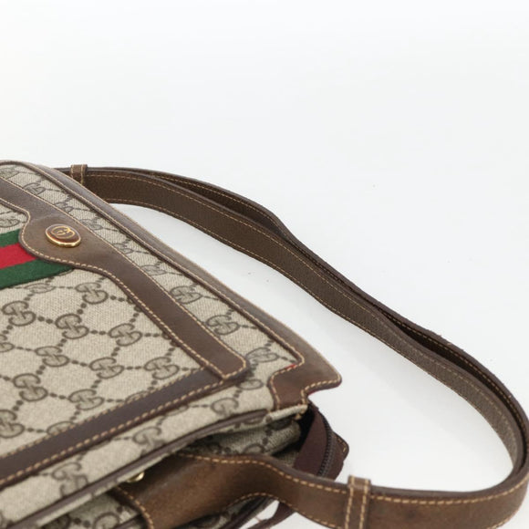 GUCCI GG Supreme Web Sherry Line Bag PVC Beige Gold 14 01 4085 Auth YKZ913