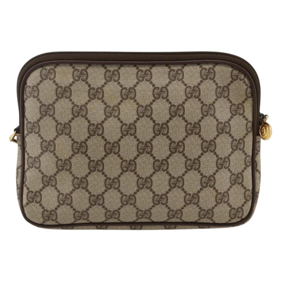 GUCCI GG Supreme Shoulder Bag PVC Beige Gold 97 02 068 Auth YKZ914
