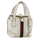 GUCCI GG Supreme Sherry Line Ophidia Hand Bag PVC White Gold 153028 Auth YKZ923-1
