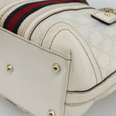GUCCI GG Supreme Sherry Line Ophidia Hand Bag PVC White Gold 153028 Auth YKZ923-10